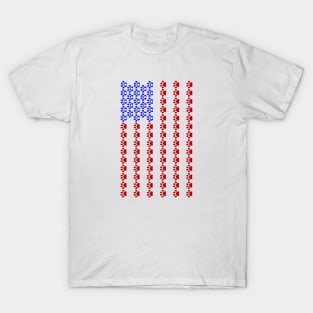 Patriotic Paw Print US Flag (Vertical) T-Shirt